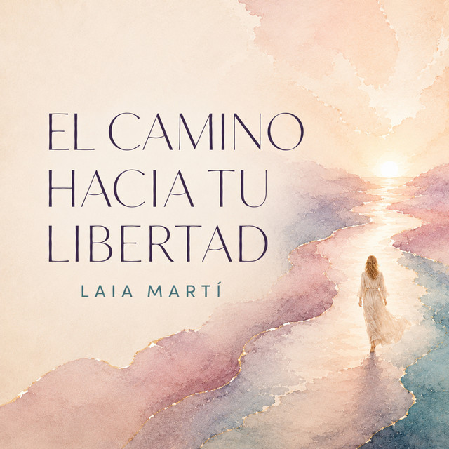 Portada del podcast El Camino hacia tu Libertad de Laia Martí: una mujer de espaldas camina hacia el sol sobre una acuarela en tonos rosa y melocotón